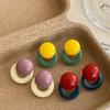 Color-Mixed Round Stud Earrings Korean Style Ball Stud Earrings Resin Stud Earrings  Daily Outfits