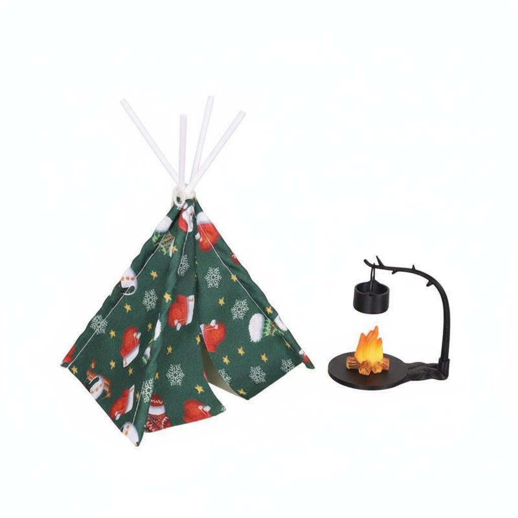 Dollhouse Teepee Tent Realistic Design Miniature Camping Set Fake Fire Decoration Creative DIY Resin Campfire Prop