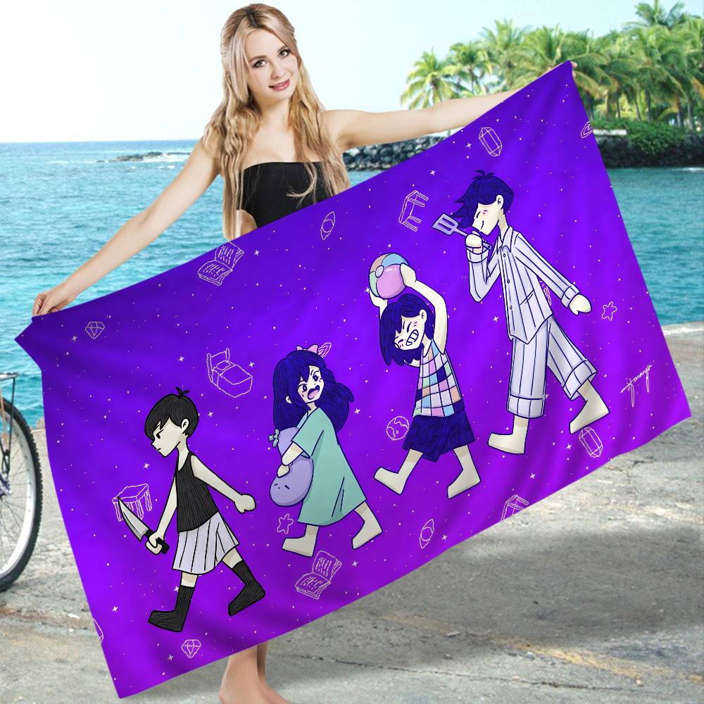 Hot Game O-Omori Bath Towel Microfiber Soft Water Absorbing Breathable For Girl Kids Decorative Cartoon Beach Towel