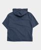 SOMEPLACE MAN Tartan Check Pocket Zipper Point String Hoodie Short Sleeve Semi-Crop Hoodie Shirt [Navy]