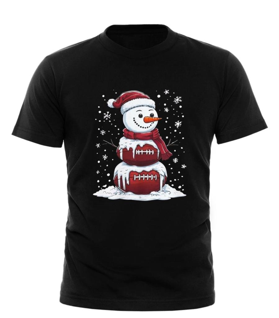 Football Snowman Shirt Funny Christmas Sports Winter Holiday Fan Tee unisex