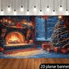 1Pcs Retro Christmas Fireplace Snow Scene Decoration Background Winter Backdrop For Photo Studio Photo Booth Party