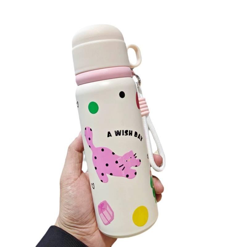 Cute Childrens Insulated Water Bottle With Smart Temperature Display For School And Travel Use