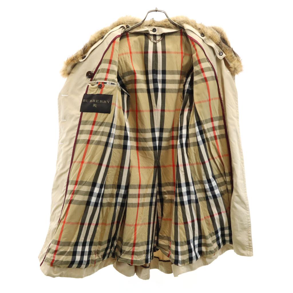 Burberry Made In Italy Trench Coat 40 Beige with Fox Fur Women Used