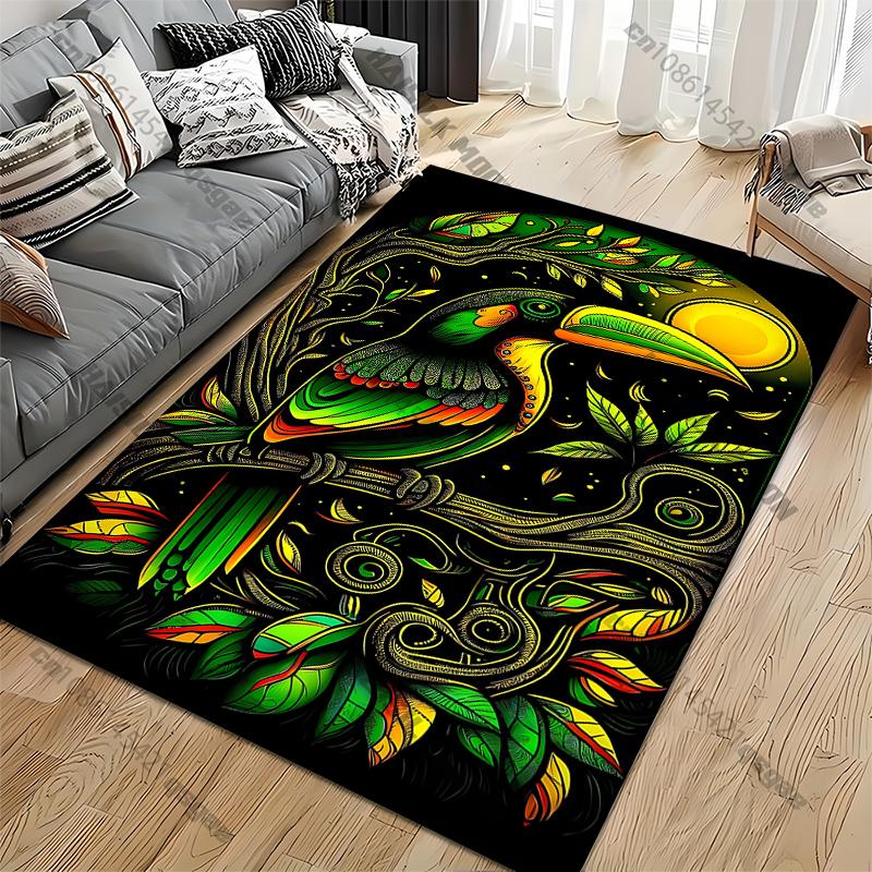 

15 Sizes Fashion Green Toucan Print Carpet Rug for Living Room Corridor Bedroom Door Mat Kid Room Play Floor Mat Gifts 40x60cm