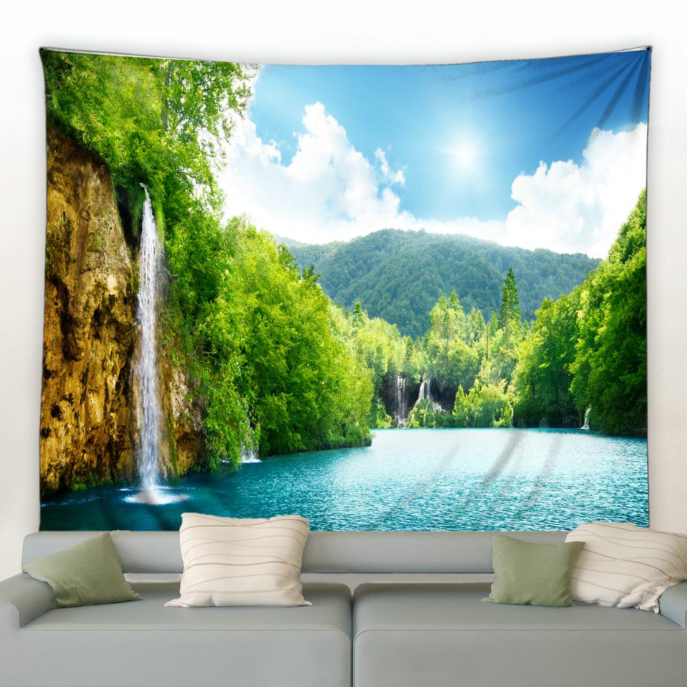 Home Decoration Wall Tapestry White Cloud Room Decoration Curtain Fashion Blue Sky Mountain Lake Art Digital Printing