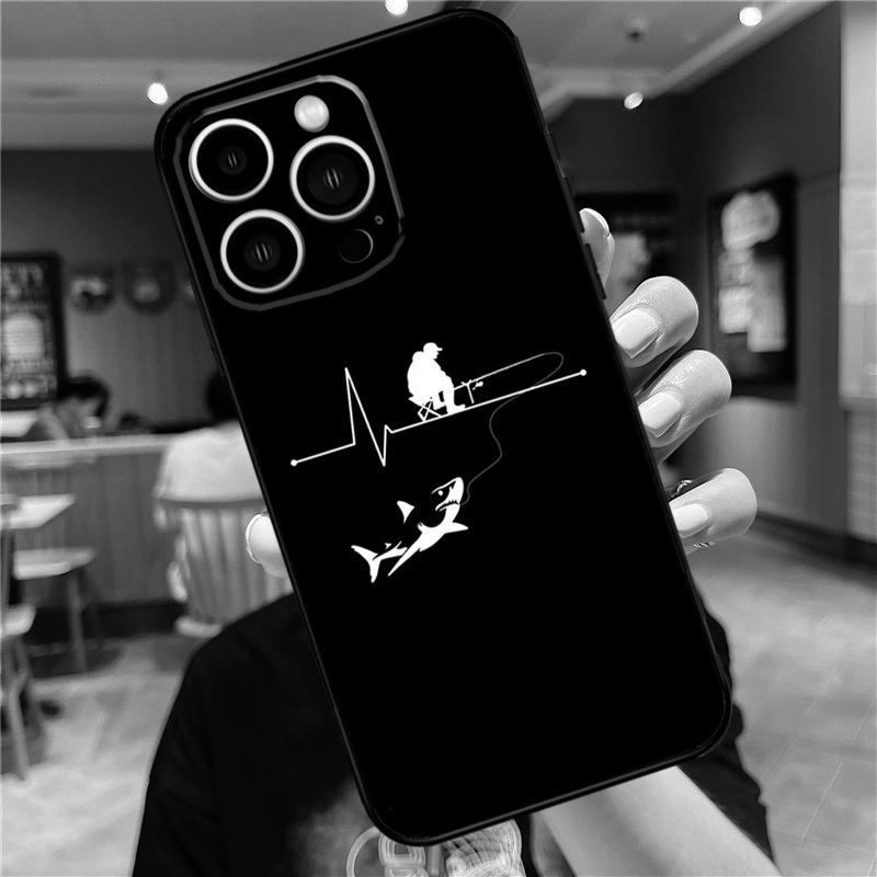 Fishing Heartbeat Case For iPhone 17 15 14 13 12 11 16 Pro Max Mini Plus 16e 17 Air Bumper Cover Accessories