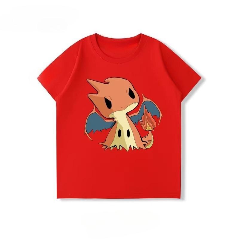 Potdemiel  100 Cotton Childrens Summer New TShirt with Pikachu Print Unisex Comfortable and Breathable Childrens TShirt