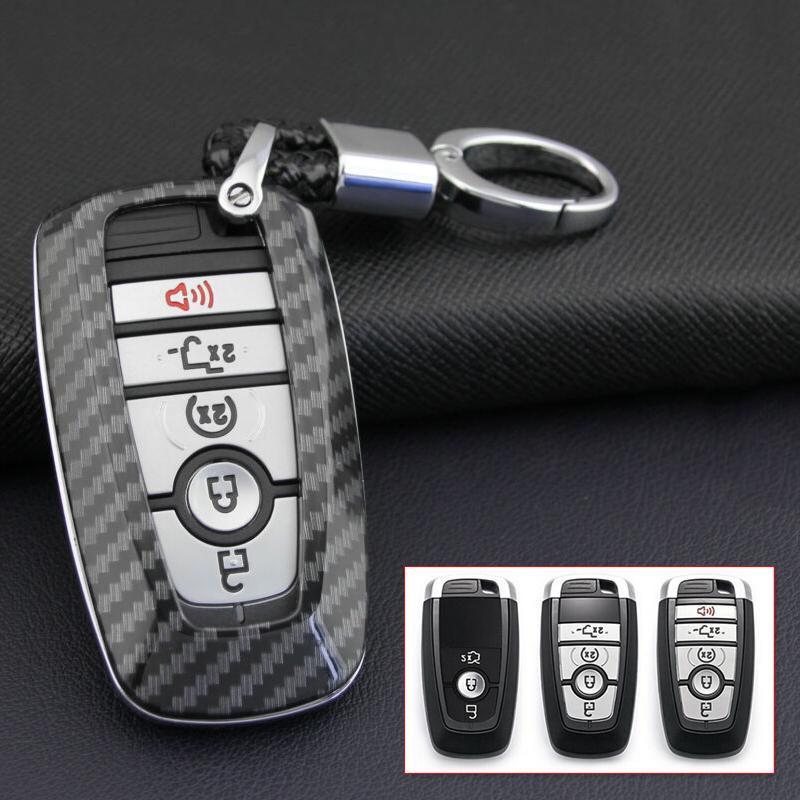 Carbon Fiber Style Flip Key Cover Case For Ford F150 Ecosport Everest Ranger