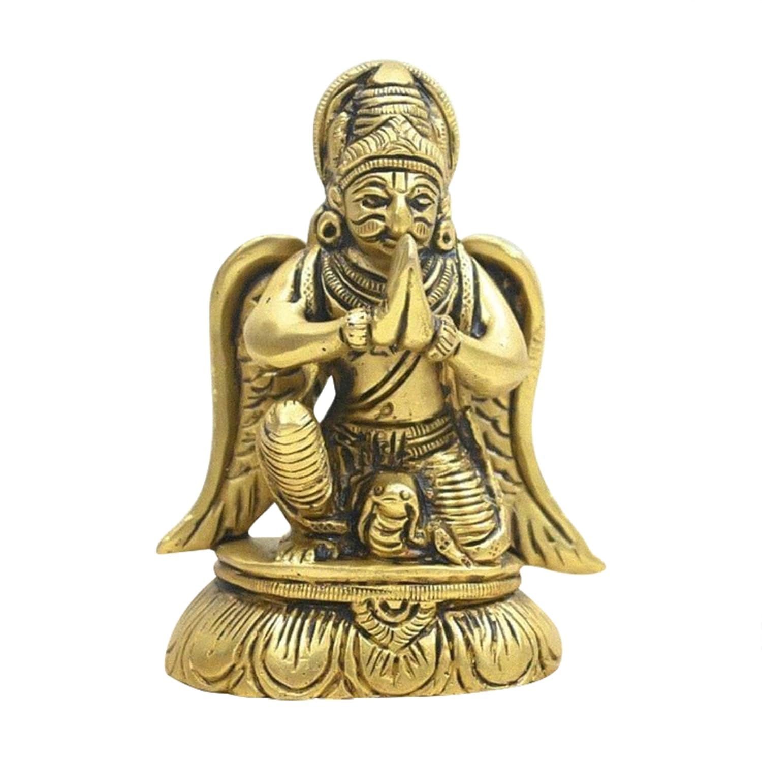 Pure Brass Garuda Dev Idol, Vastu Statue For Home & Office, Religious - 9 Cm