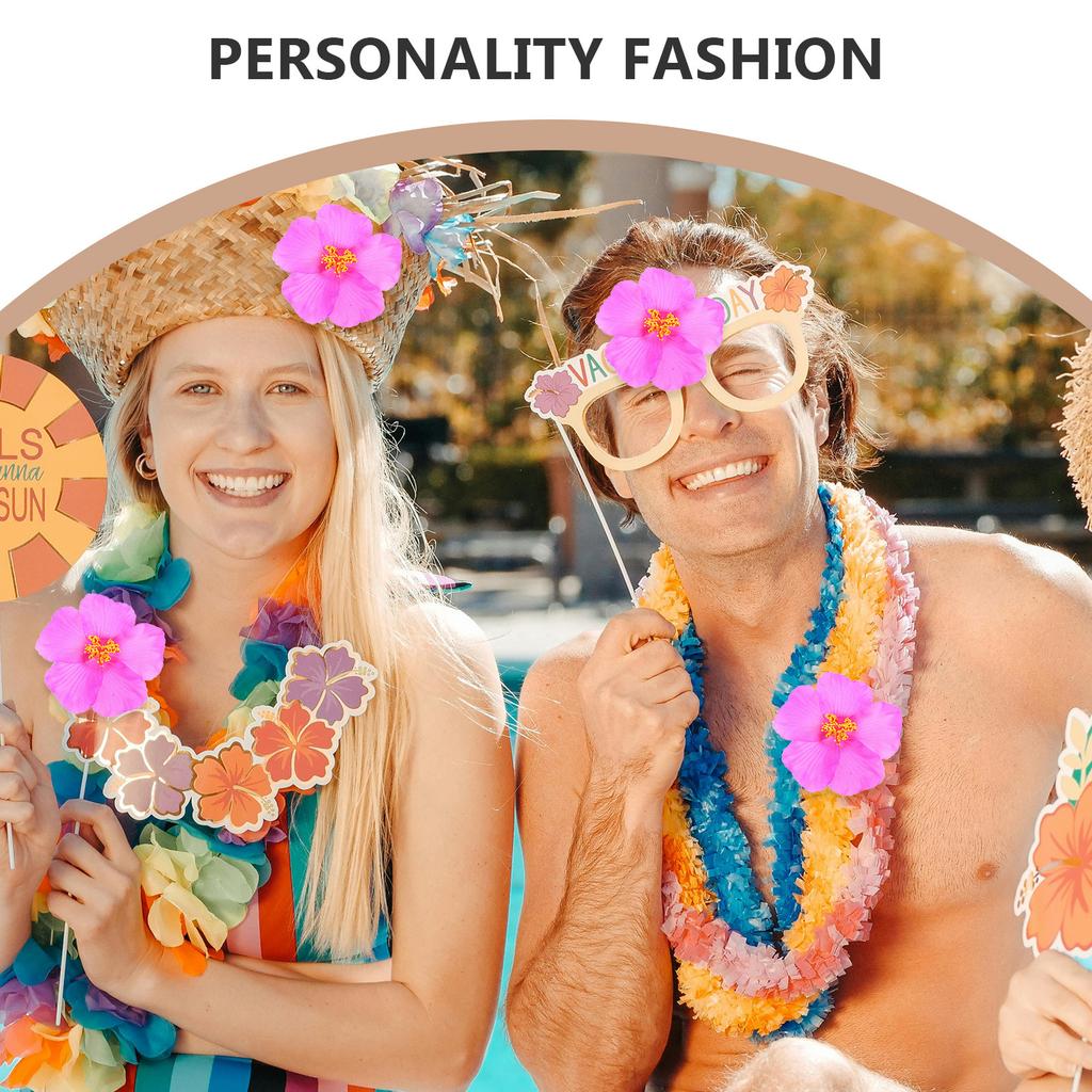 12pcs Tropical Faux Flowers For Hawaiian Party Decorations Diy Artificial Summer Flower Arrangements Beach Wedding Birthday