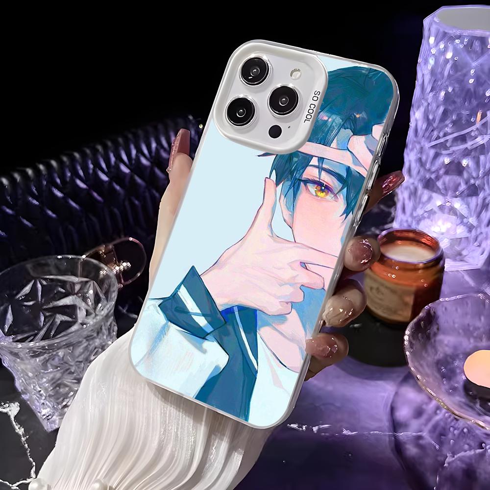 Anime L-Link Clicks Phone Case For iPhone 16 15 14 13 12 11 Pro Max White Purple Matte Laser Metallic Aurora Funda