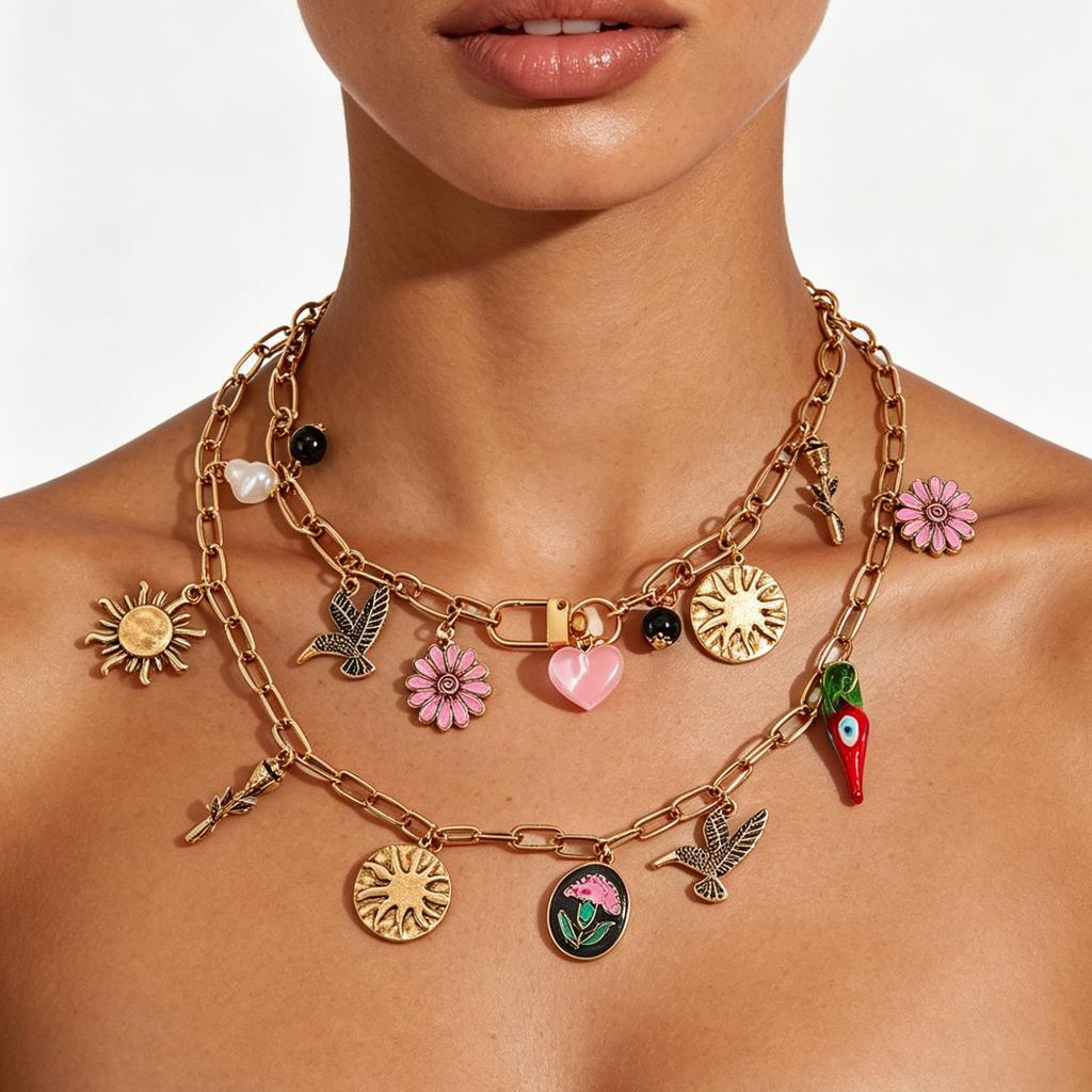 Female Summer Beach Bird Flower Love Sunflower Necklace