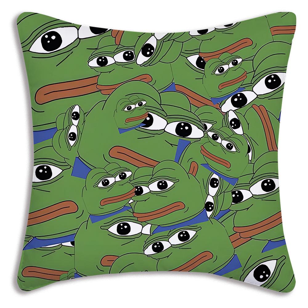 Cartoons fun Sad P-Pepe frog Pillow Covers Cartoon Sofa Decorative Home Double-sided Printing Short Plush Cute Cushion Cover