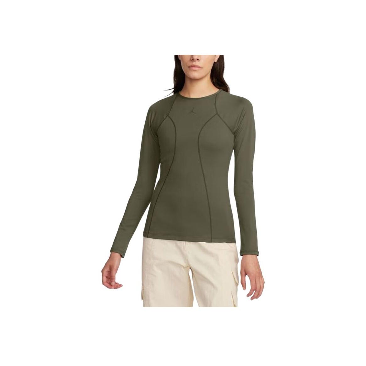 

Jordan Casual Round Neck Long Sleeve T-Shirt Women Tops Army-Green FN5111-222 S