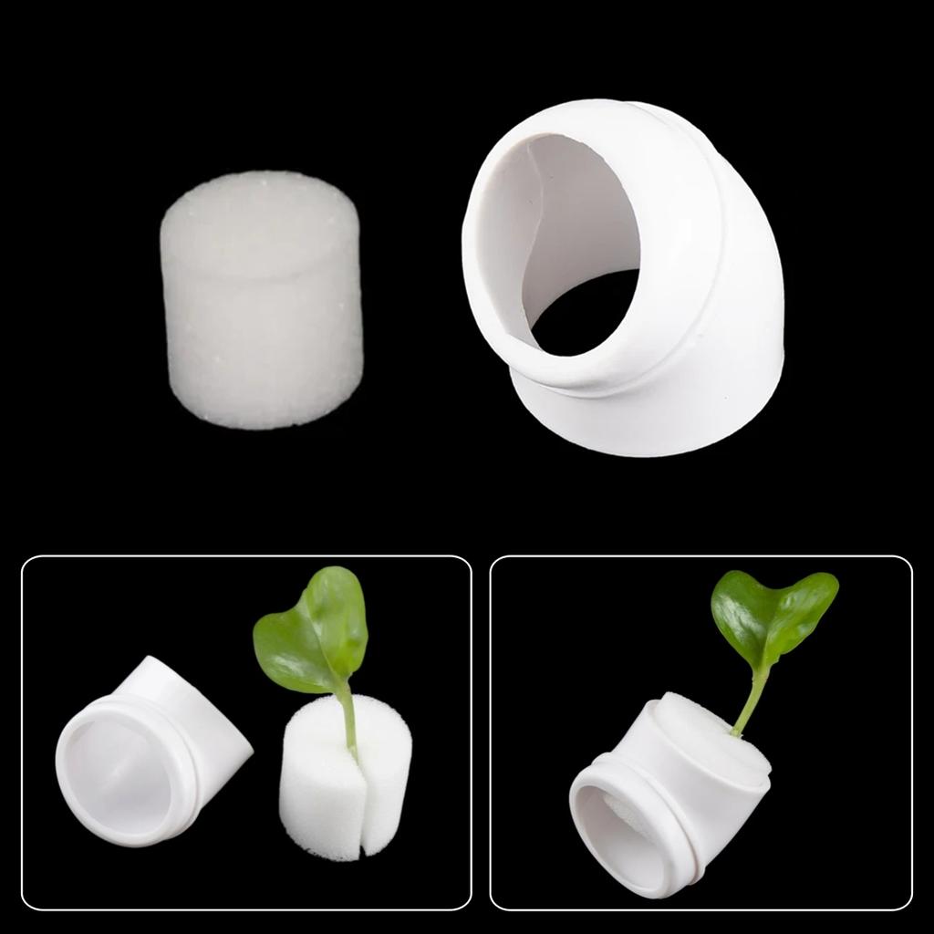 10Pcs PVC Pipe Soilless Hydroponics Fixed Plant Cups and Sponges Diameter 32mm Interface Plants Vegetables Seeds Nurturing Cups
