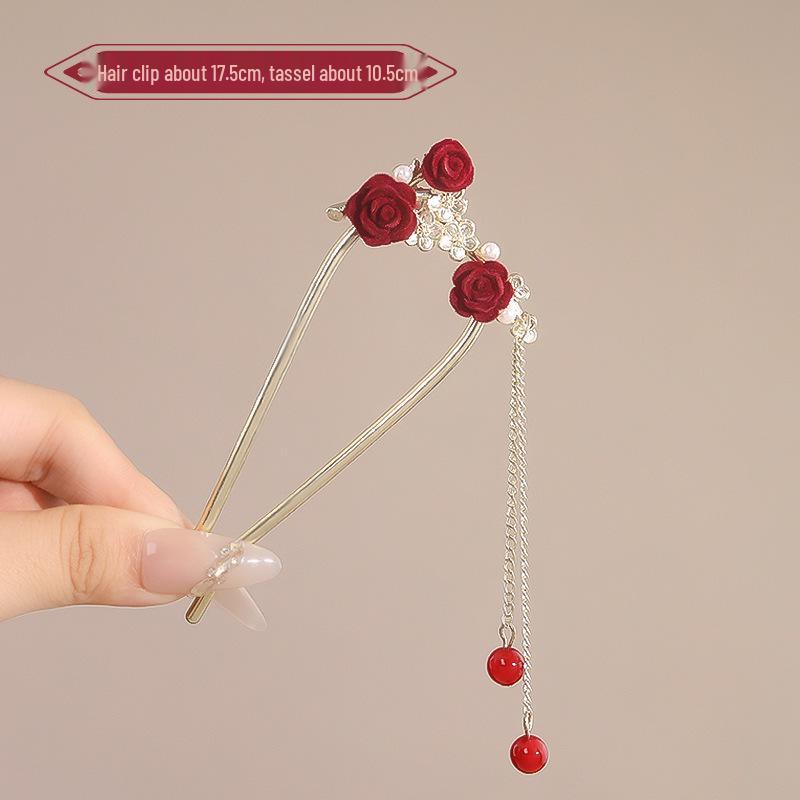 Elegant Pearl U-shaped Hairpin for Women - New Chinese Style Updo Accessory 2025