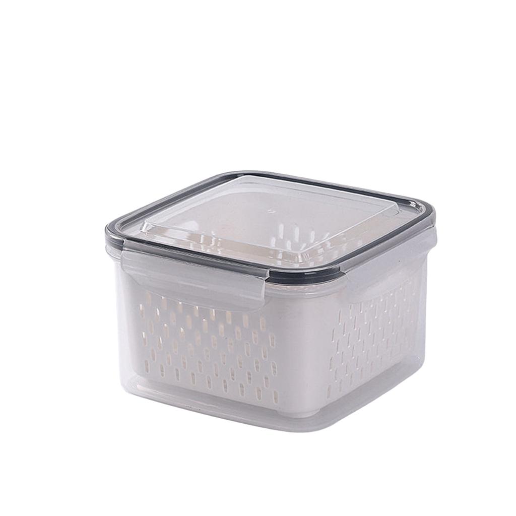 Praktischer Abtropfkorb Gemüse- und Obstaufbewahrungsbox für Kühlschrank Doppellagige Lunchbox Frischebox Behälter