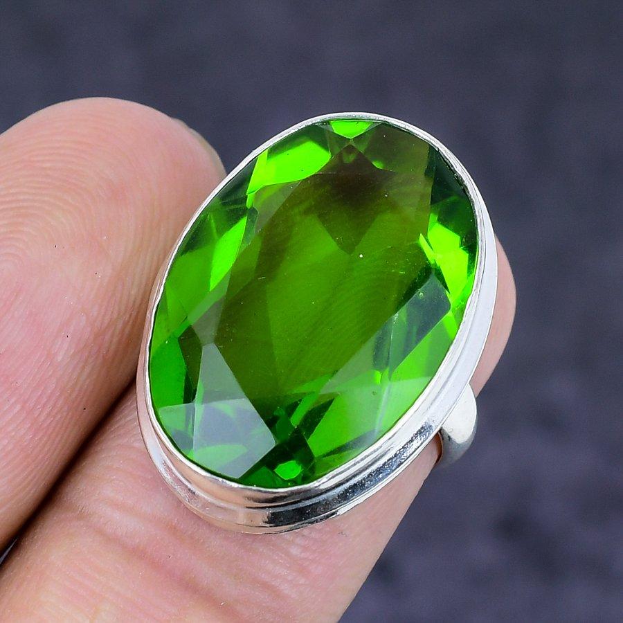 Peridot Gemstone Handmade 925 Sterling Silver Jewelry Ring Size 3.5 d4K25