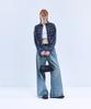 VIVABROWN 85-Viva097 Fuse Crop Long Sleeve Check Shirt Navy