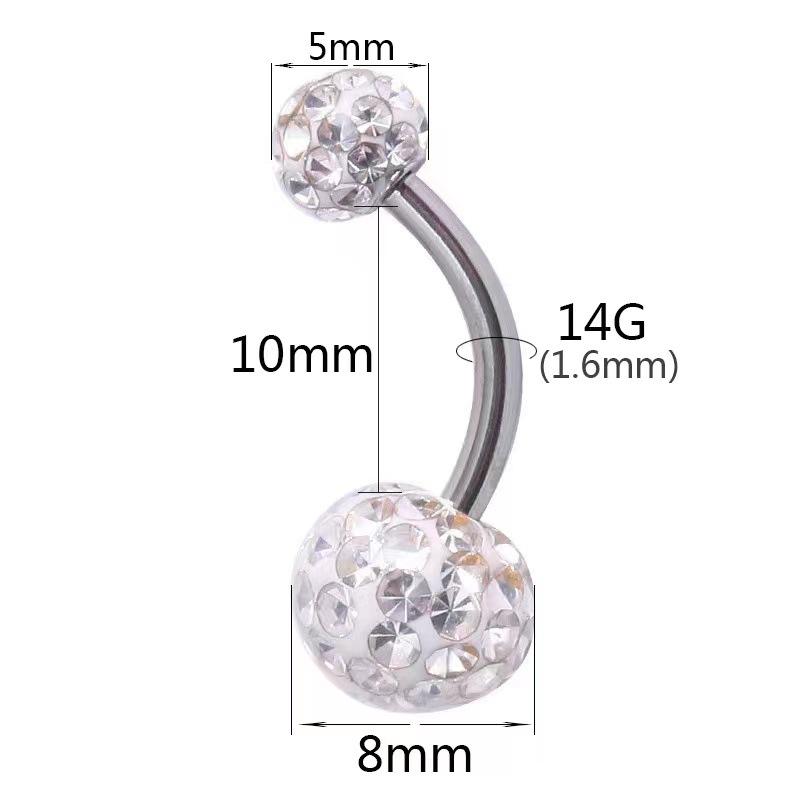 Set of 8 Film-Wrapped Polymer Clay Ball Belly Button Rings - Navel Jewelry Body Piercing