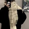 Solid Color Plaid Wool Scarf Cashmere Shawl Long Shawl Elegant Winter Cashmere Scarves  Student