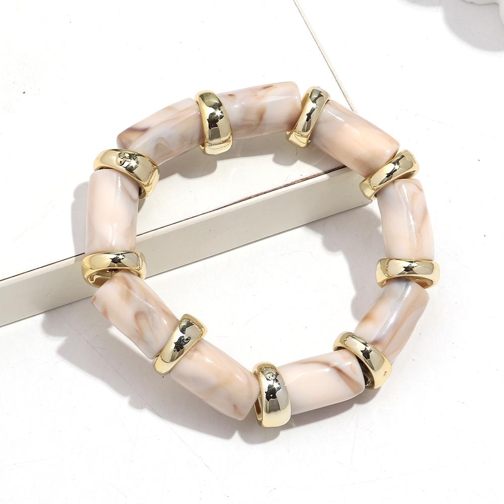 Vintage Acrylic Bamboo Beads Bracelets for Women Fashion Resin Chunky Tube Beaded Stretchy Stackable Bracelet New Jewelry Gift