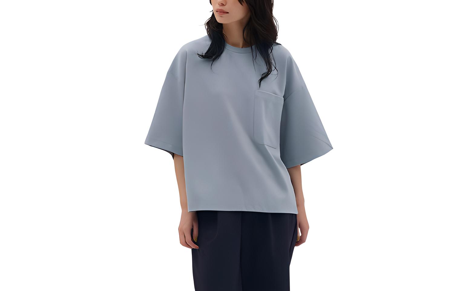 New Balance Drop Shoulder Sleeve T Shirt Women s Sky Blue AWT45001-SAM L
