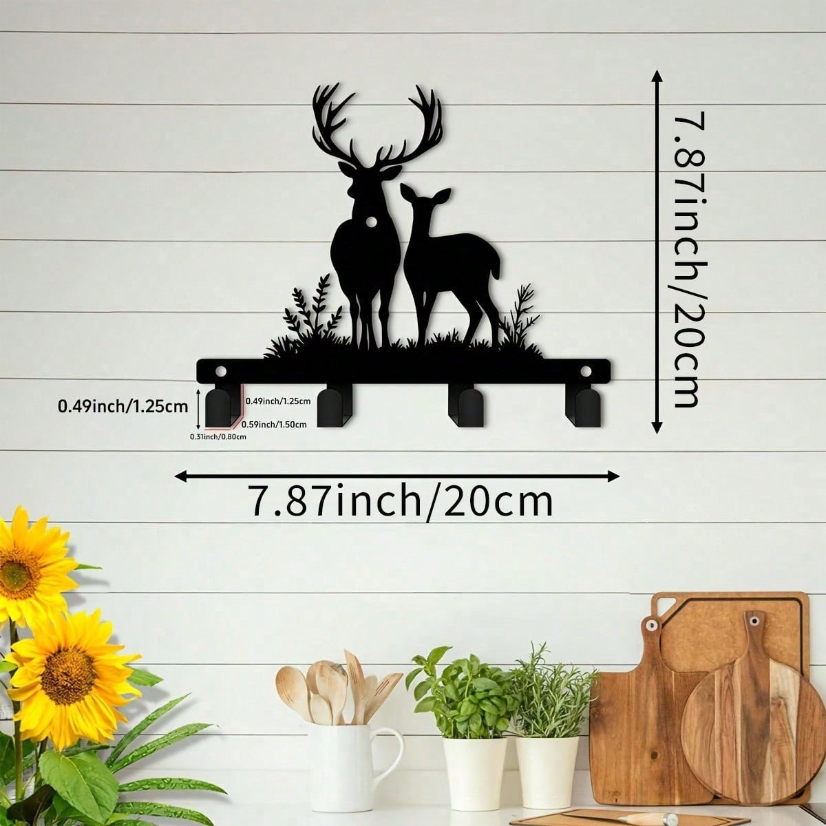 

Antler Key Holder Wall Mount 5.9 Inch Modern Coat Rack Durable Hooks for Entryway Porch Office Decor 20x20