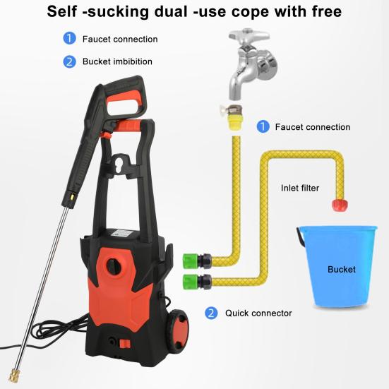 Elektrischer Hochdruckreiniger, 75 bar Hochdruckreiniger, 1400 W Hochdruckreiniger mit Hochleistungsmotor, Isoliergriff