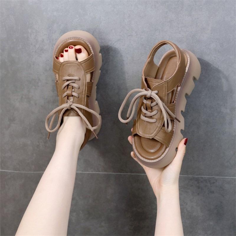 Women's Sandals Thick-soled Fish-mouth Shoes Sandals Sponge Soles Flat Cooling Boots