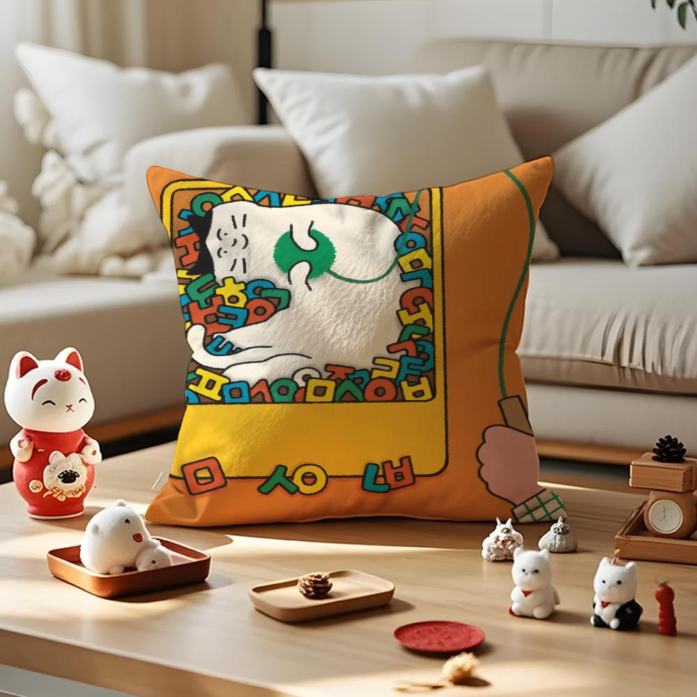 Gomatsu Cushion Cover Anti-dustmite Pillowcase Invisible Zipper Silky Short Plush Sofa Cushion Cover