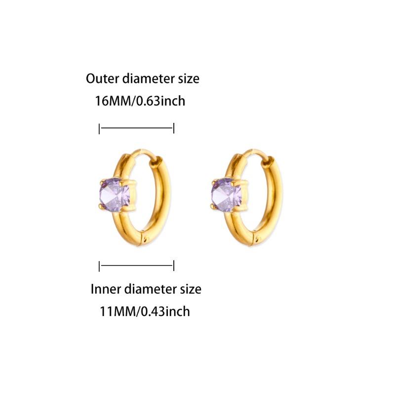Hot Sale Fashion December Colored Birthstone Earrings Ladies Gold Stainless Steel Premium Earrings Temperament