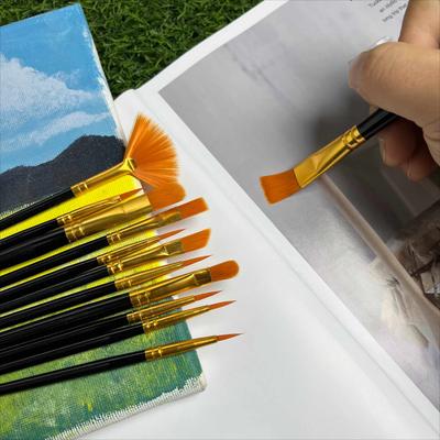 12PCS Nylon Paintbrush Set, Art Painting, Watercolor, Gouache, Acrylic Paintbrush, Oil Paintbrush, Art Supplies, Suitable As a Birthday Gift.