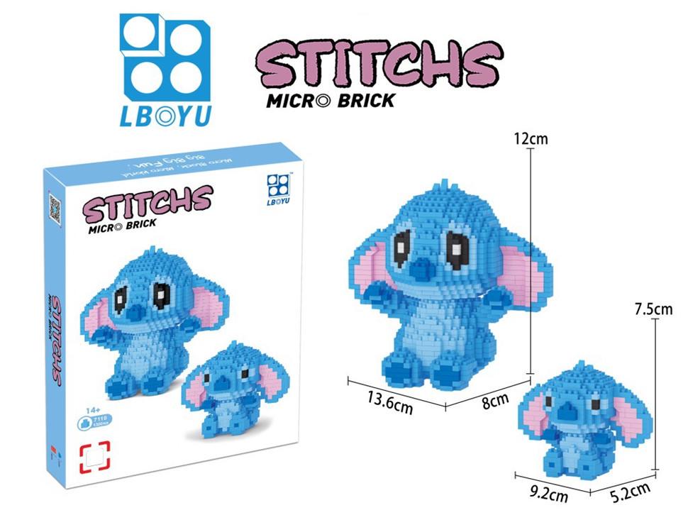1044 Stitch Guitar Building Blocks - Set of Two Figurines (Large & Small)