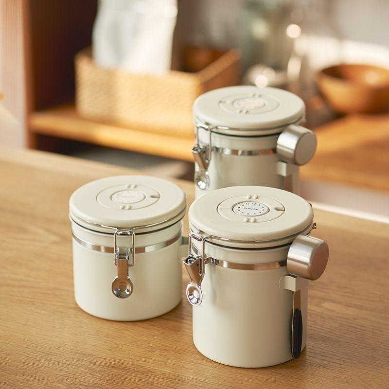 Coffee Beans Vacuum Storage Jar Stainless Steel Jars Aesthetic Hermetic Grains Container Elegant Luxury Nut Containers with Lid