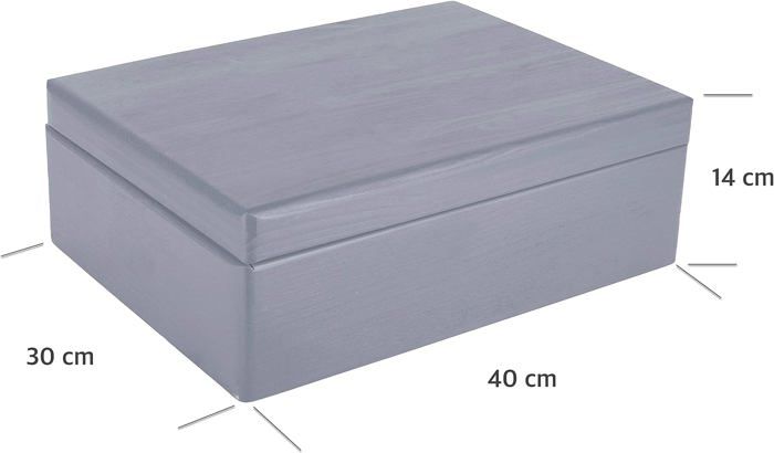 Boîte de rangement - Creative Deco - Gris - 40 x 30 x 14 cm - avec couvercle - Bois massif