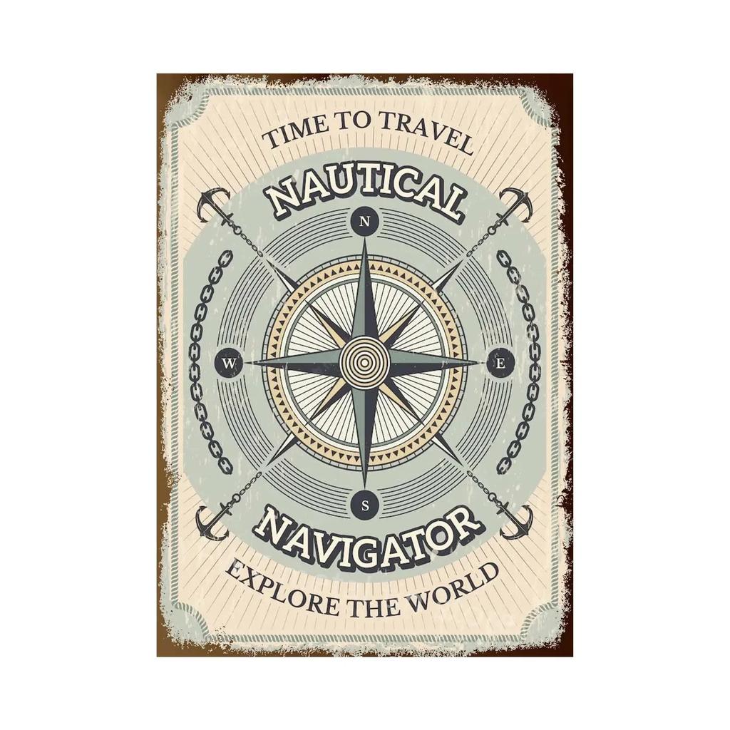 1pc Anchor Navigation Tin Sign Metal Signs Vintage Nautical Dream Art for Beach Beach House Seaside Man Cave Wall Decoration