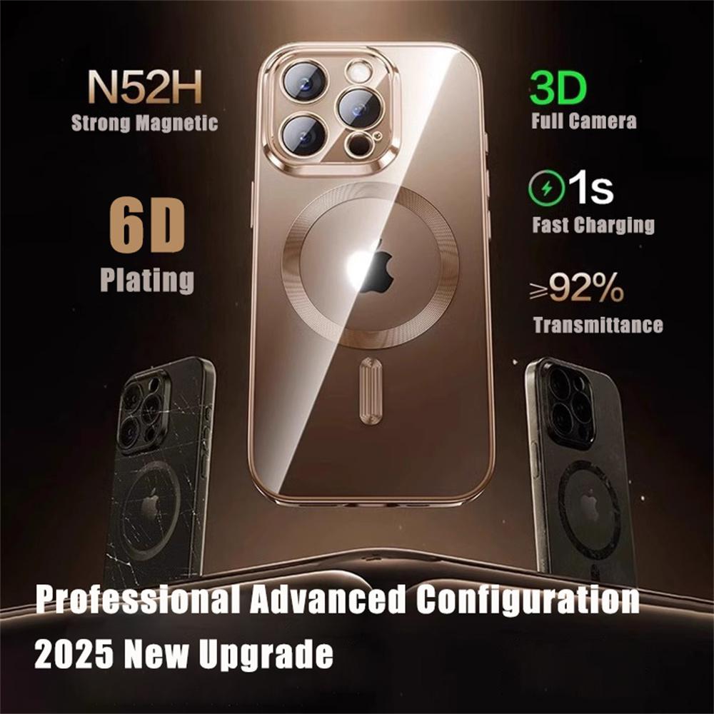 Soft Plating Wireless Charge For Magsafe Phone Case For iPhone 17 15 14 13 12 11 16 Pro Max Magnetic Clear Back Covers
