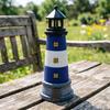 Lighthouse Ornaments Solar Powered with Rotating Light Effect Ornament Waterproof Resin Garden Decor for Lawn Patio Balcony