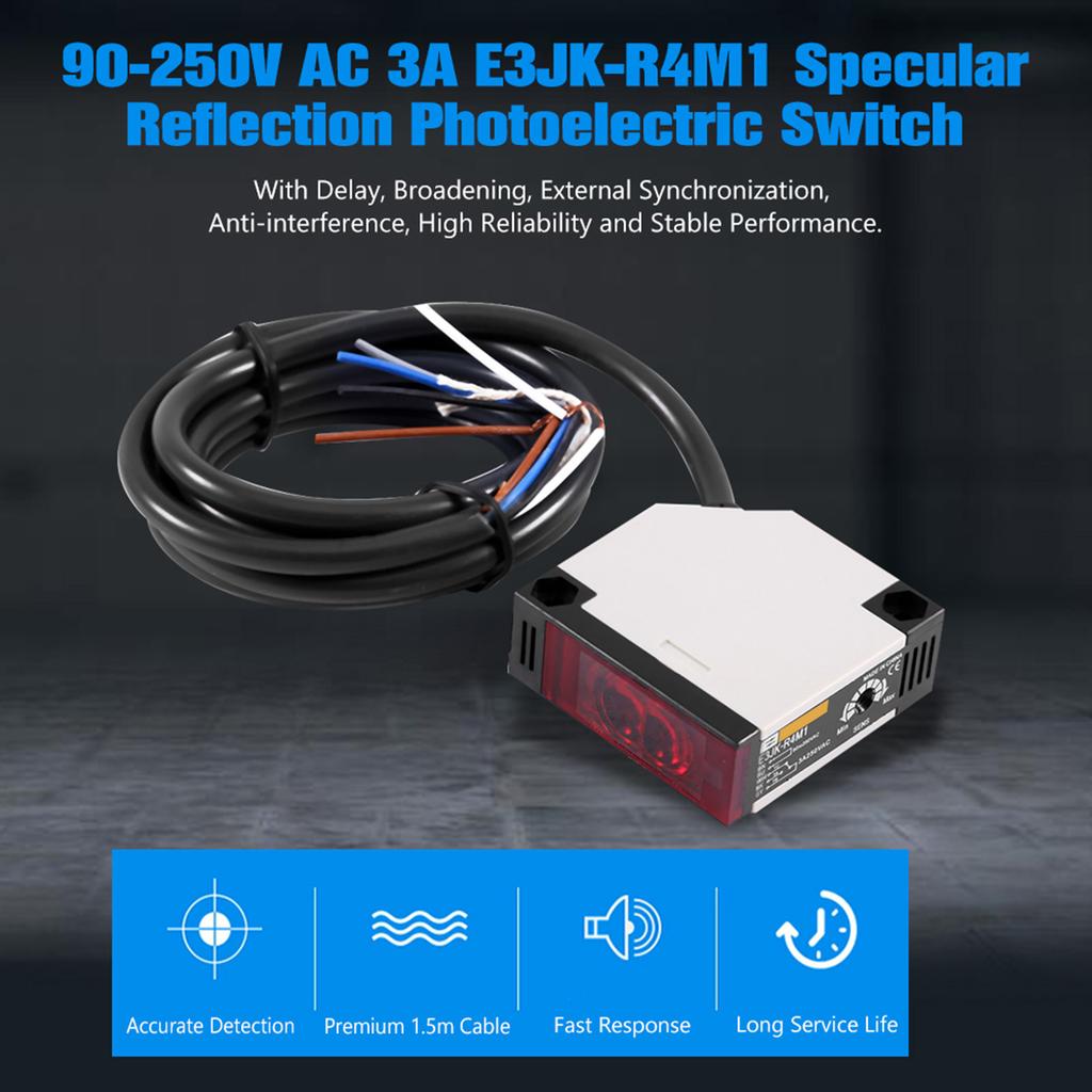 Odbicie lustrzane Fotoelektryczny AC 90-250 V 3 A E3Jk R4M1 Czujnik Przełącznik