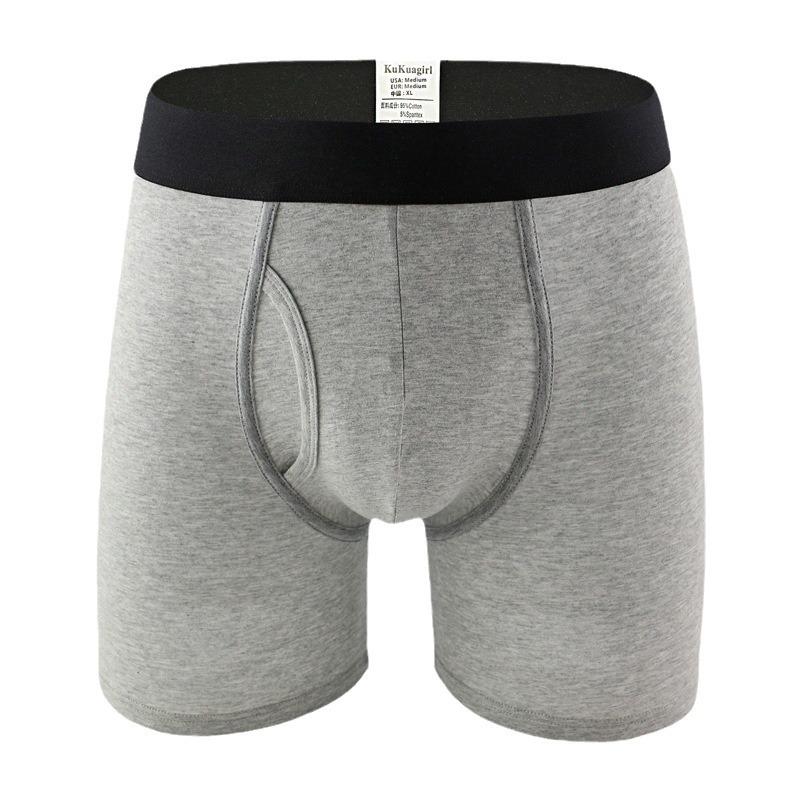 Men's Open-Crotch Briefs, Extended Length Athletic Boxer Briefs, Solid Colour Shorts