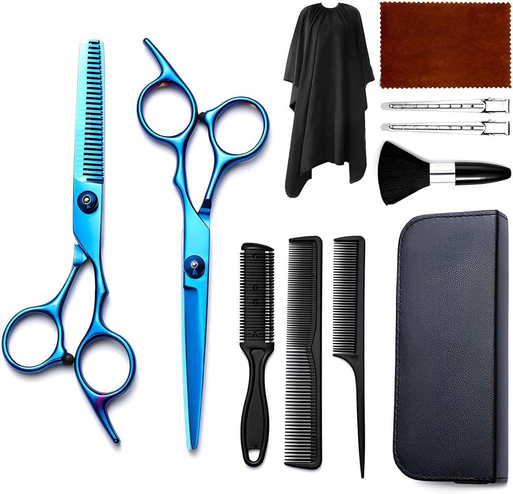 Stainless Steel Barber & Hairdressing Scissors Set: Flat Tooth & Thinning Options