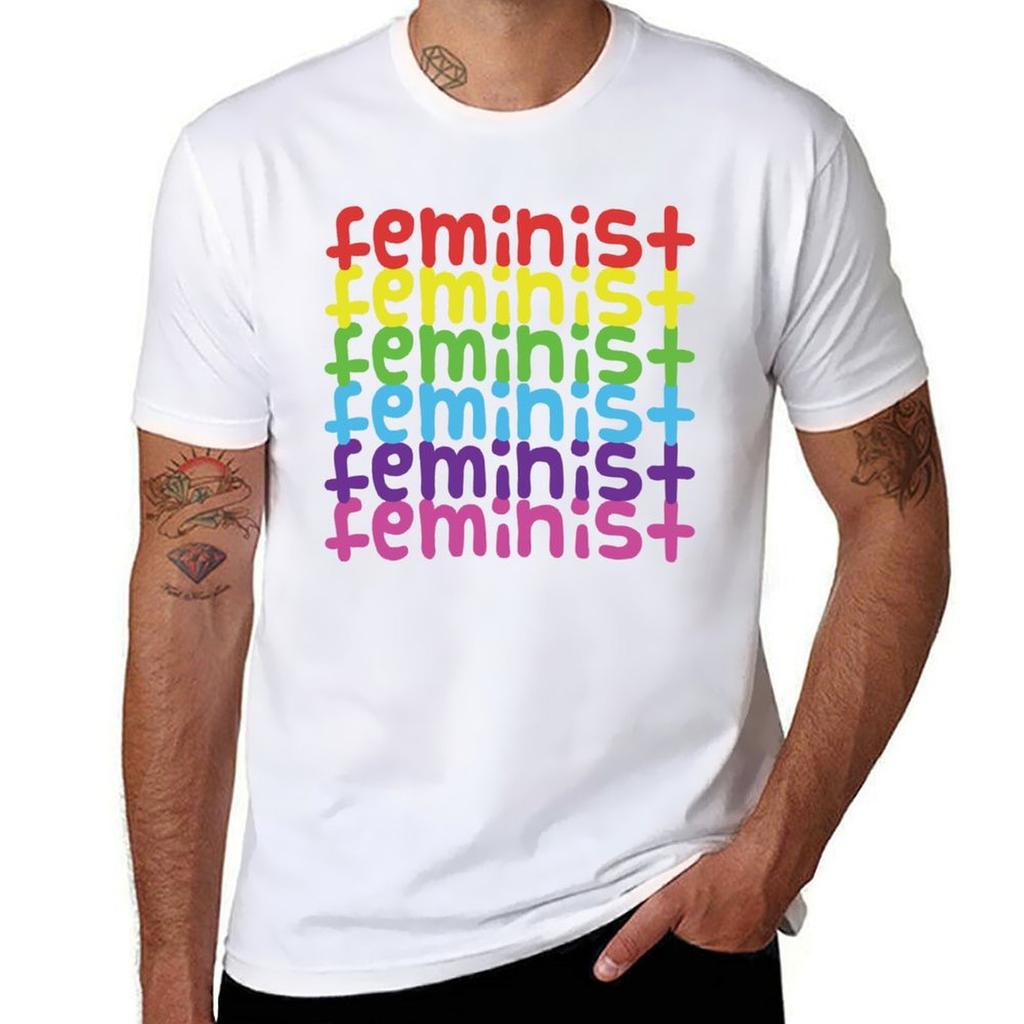 Feminist Rainbow Tshirt Antifade Casual Tee Shirt