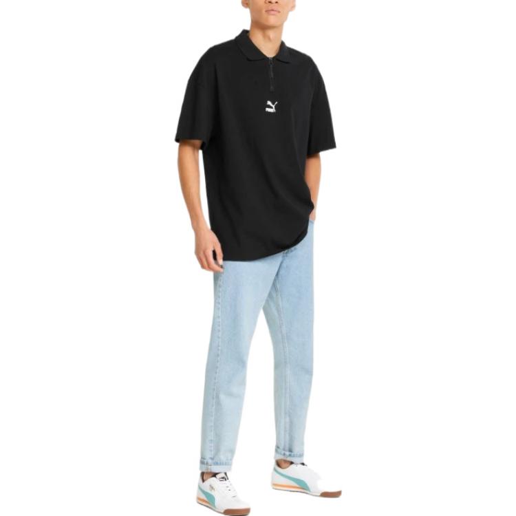 PUMA Polo Shirts Men's Black Polo Collar Moderate Straight Fit 535271-01