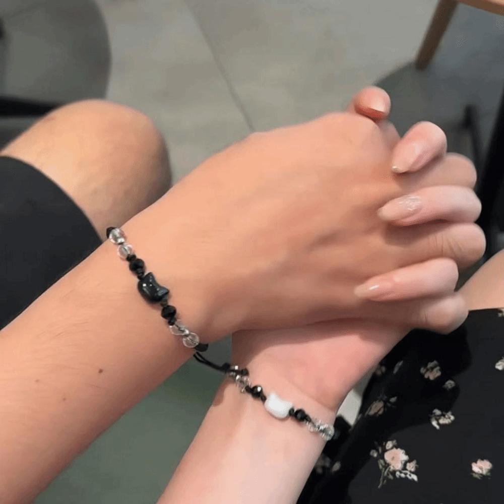 Moonstone Obsidian Rabbit Woven Bracelet Cute Cat Bracelet Fashion Couple Bracelet  Gift Giving