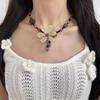 Bohemia White Hollowed-out Five-petal Flower Pendant Wooden Beads Black Rope Woven Necklace for Women Jewelry Two Ways To Wear