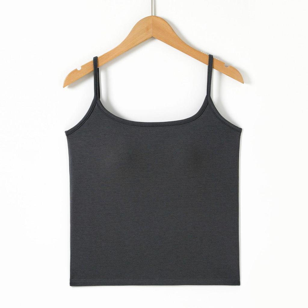Women's White Camisole with Built-in Bra - Summer Slim Fit Versatile Base Layer