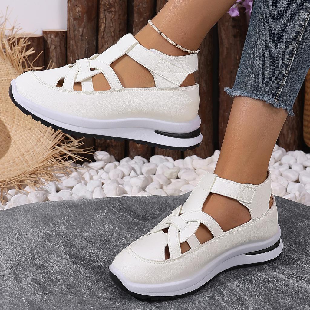 Sandali da Donna per Esterno, Zeppe con Rialzo Interno e Scarpe Romane Svuotate, Sandali Estivi da Spiaggia