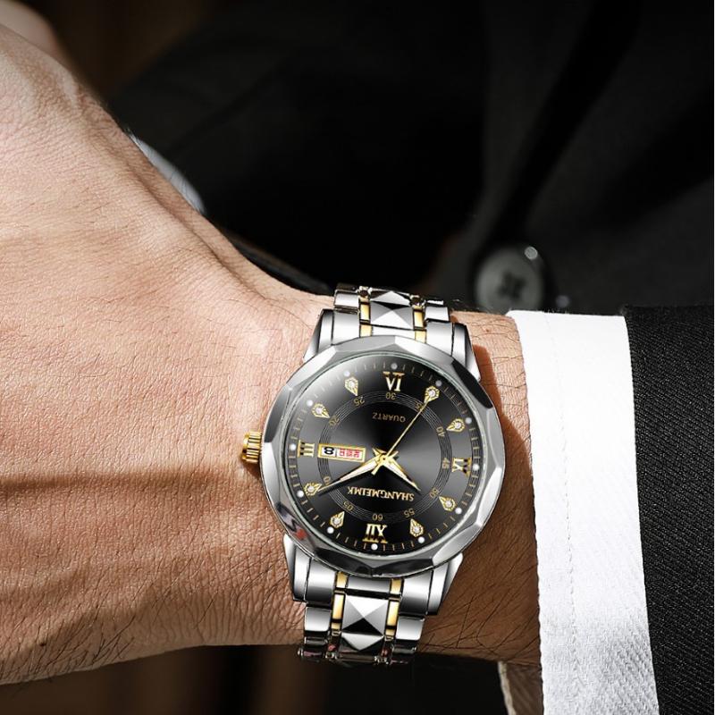 Men's Legacy Quartz Watch With Asteroid Steel Case DNA Engraved Sapphire Crystal Cosmic Calendar Function For Father Son Gift